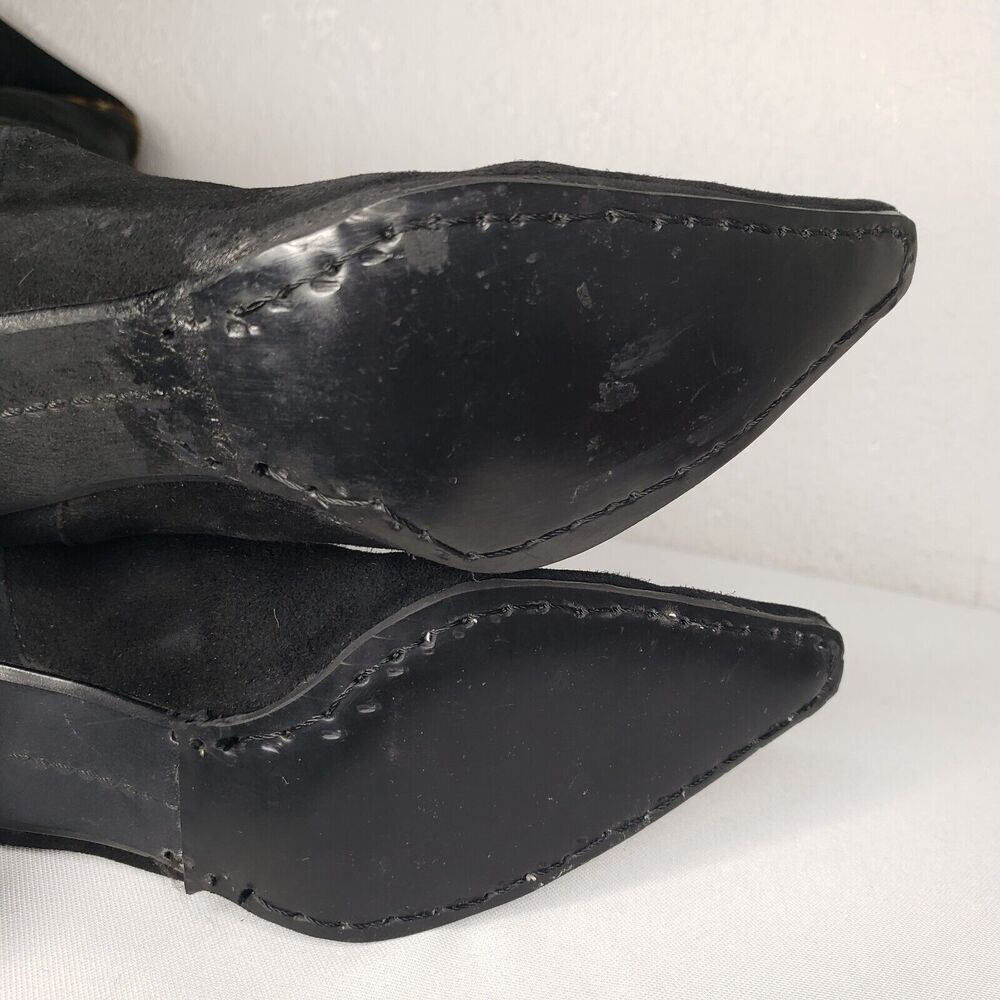Stuart weitzman Over The Knee Black Suede Leopard Pointed Toe Heel Sz 6.5 Boots - Picture 11 of 13